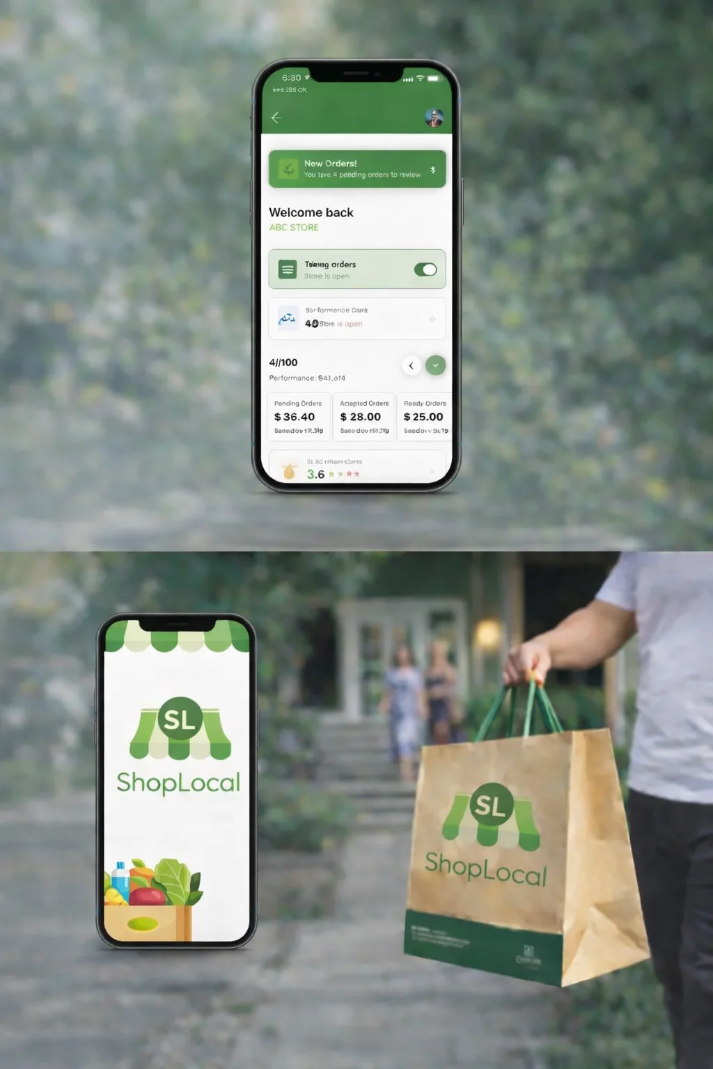 ShopLocal mobile app showing local grocery shopping